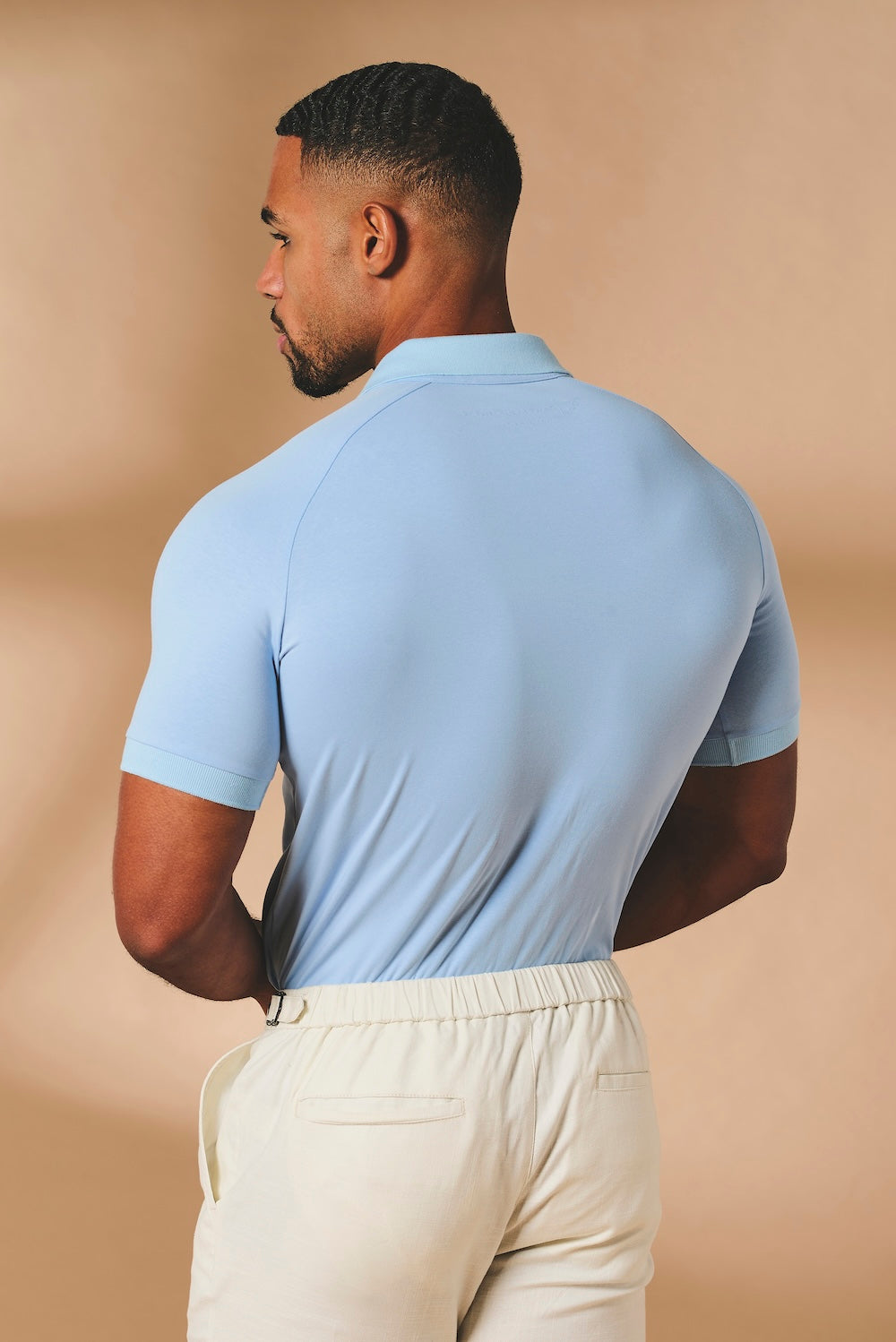 Muscle Fit Polo Shirt in Pale Blue