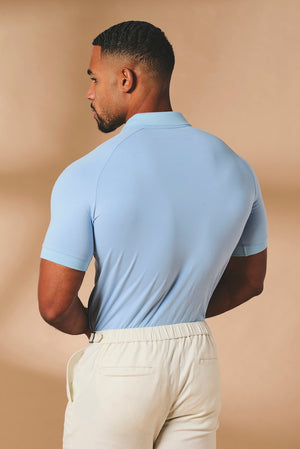 Muscle Fit Polo Shirt in Pale Blue