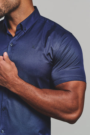 Muscle Fit Short Sleeve Signature Shirt in French Navy