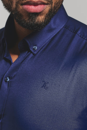 Muscle Fit Short Sleeve Signature Shirt in French Navy