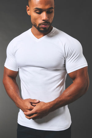 Muscle Fit V-Neck in White