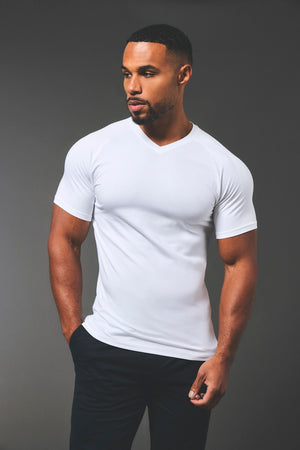 Muscle Fit V-Neck in White