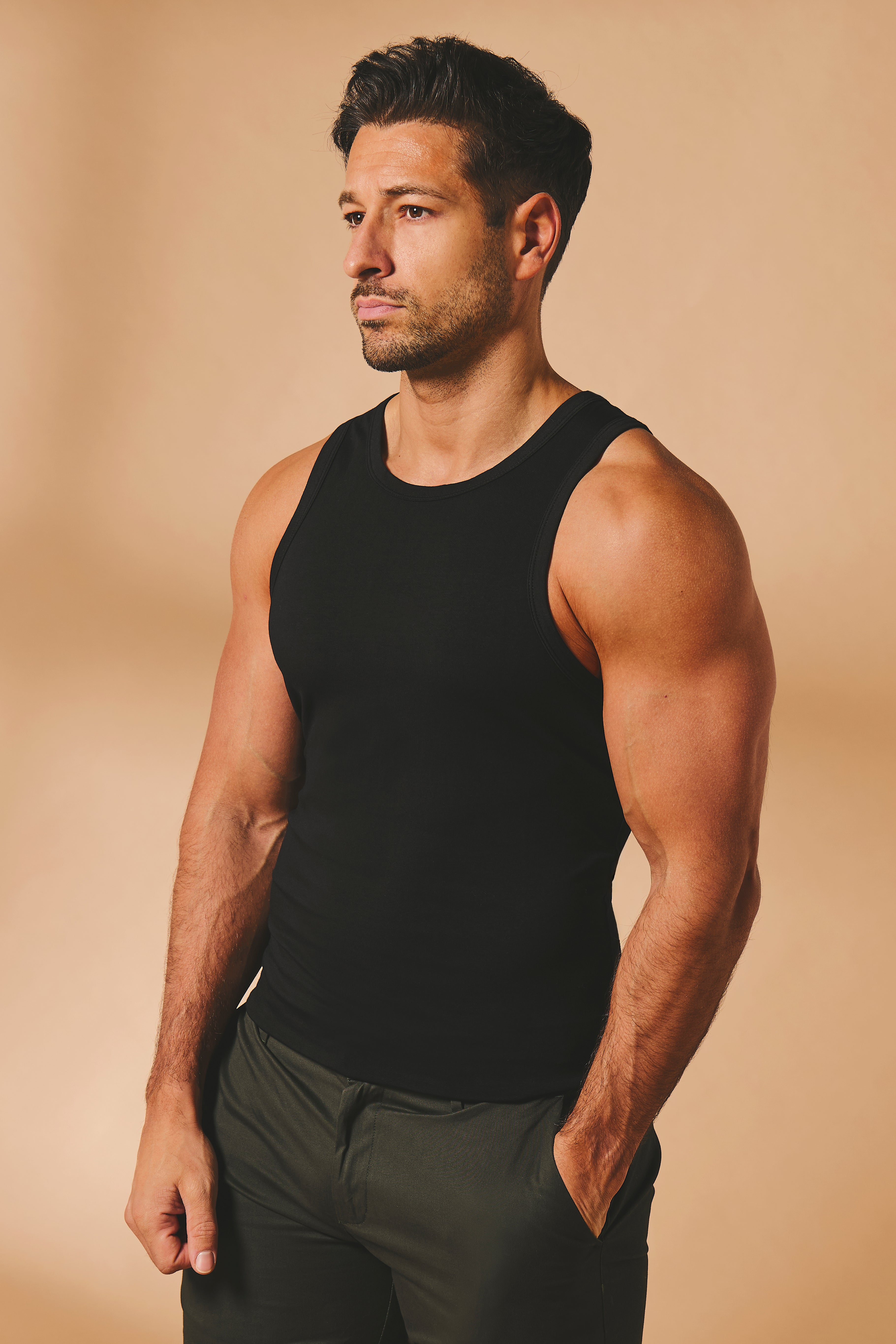 Muscle Fit Vest in Black