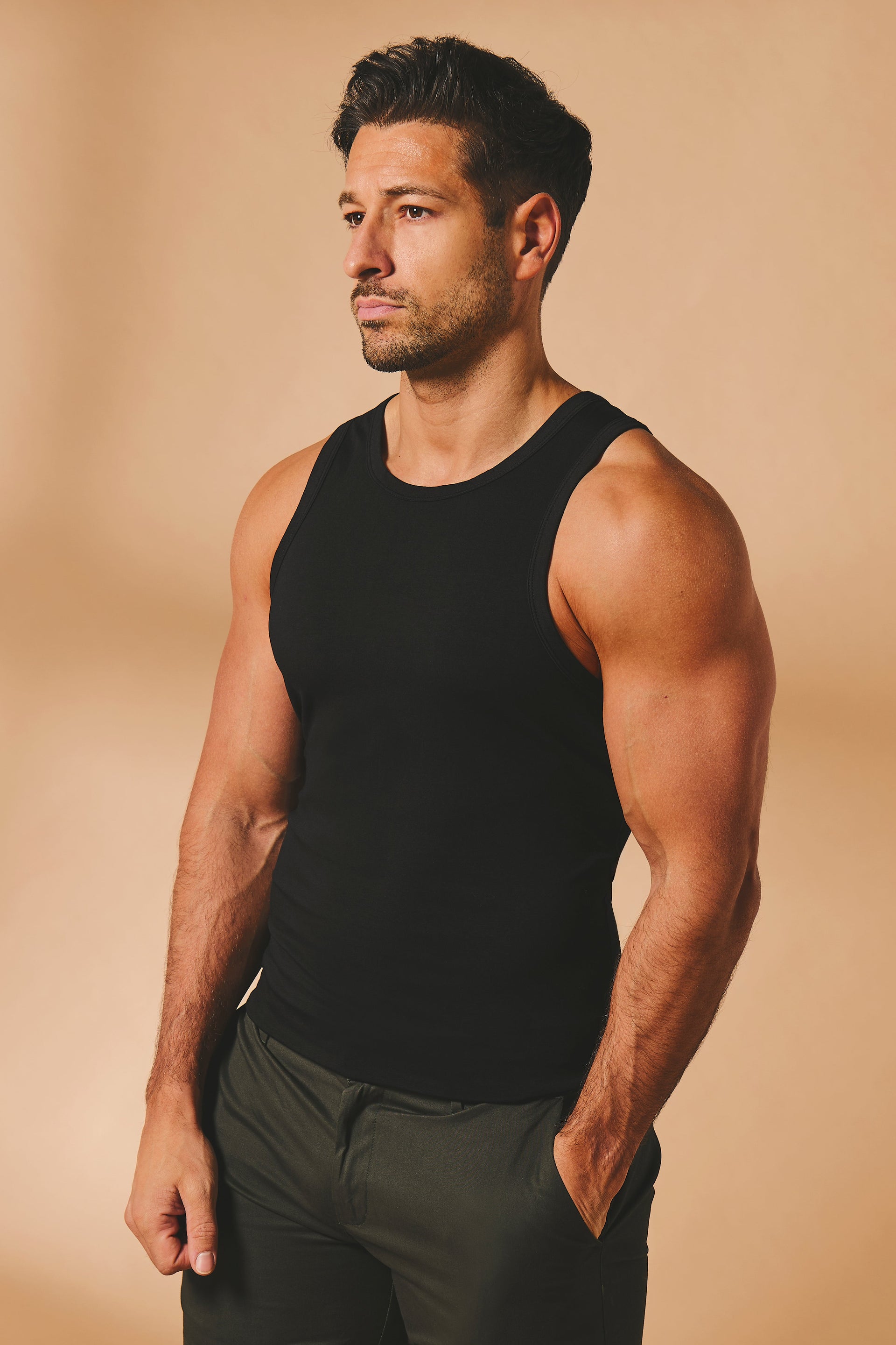 Muscle Fit Vest in Black