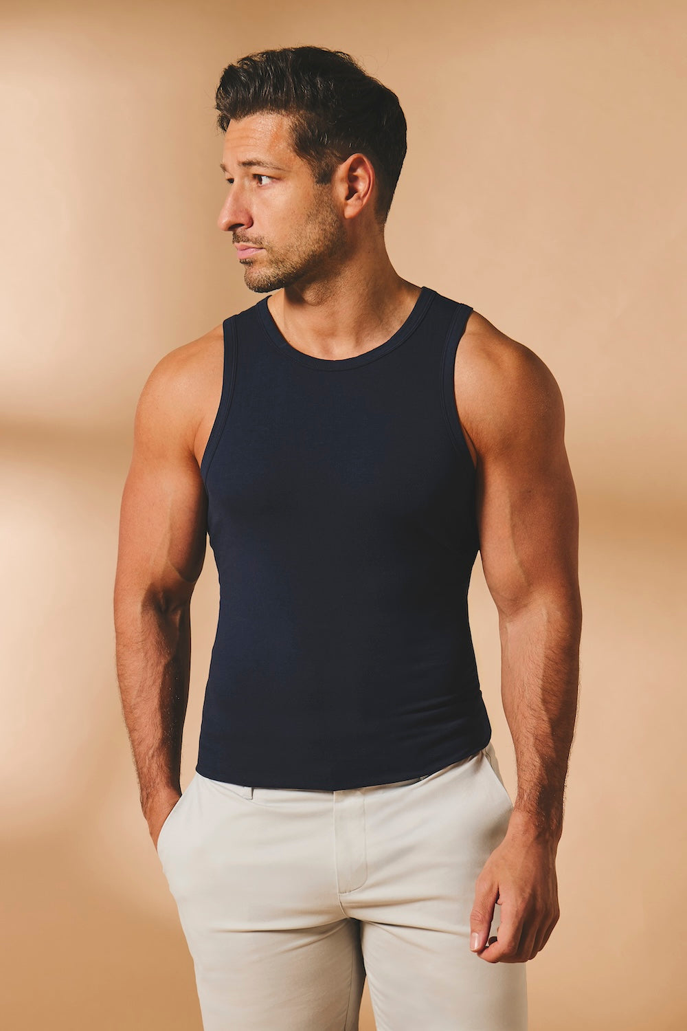Muscle Fit Vest in True Navy