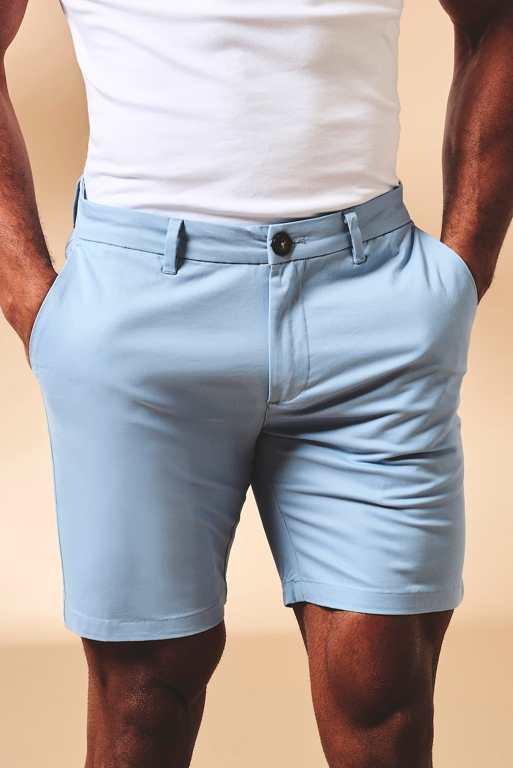 Muscle Fit Chino Shorts in Light Blue