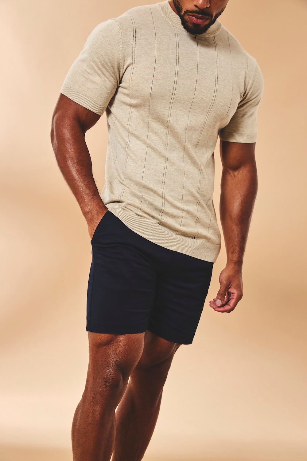Muscle Fit Chino Shorts in Navy
