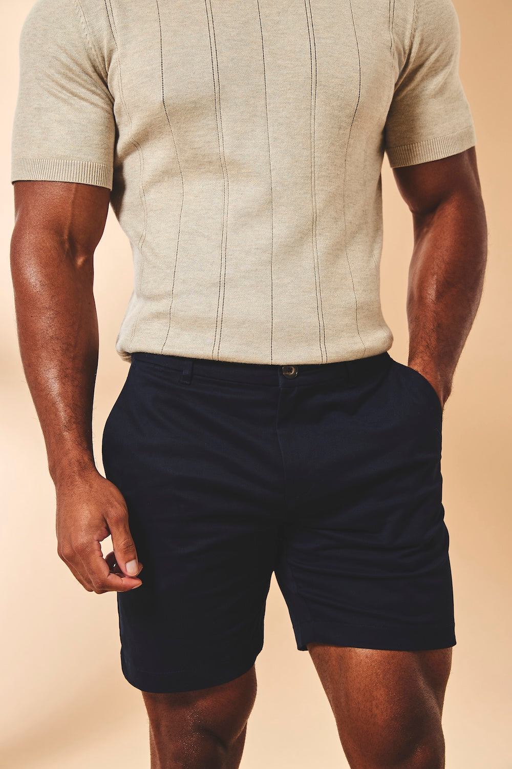 Muscle Fit Chino Shorts in Navy