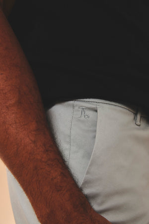 Muscle Fit Chino Shorts - Shorter Length in Pale Grey