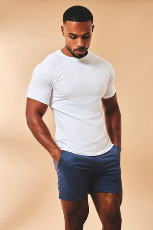 Muscle Fit Stretch Chino Shorts - Shorter Length in Airforce