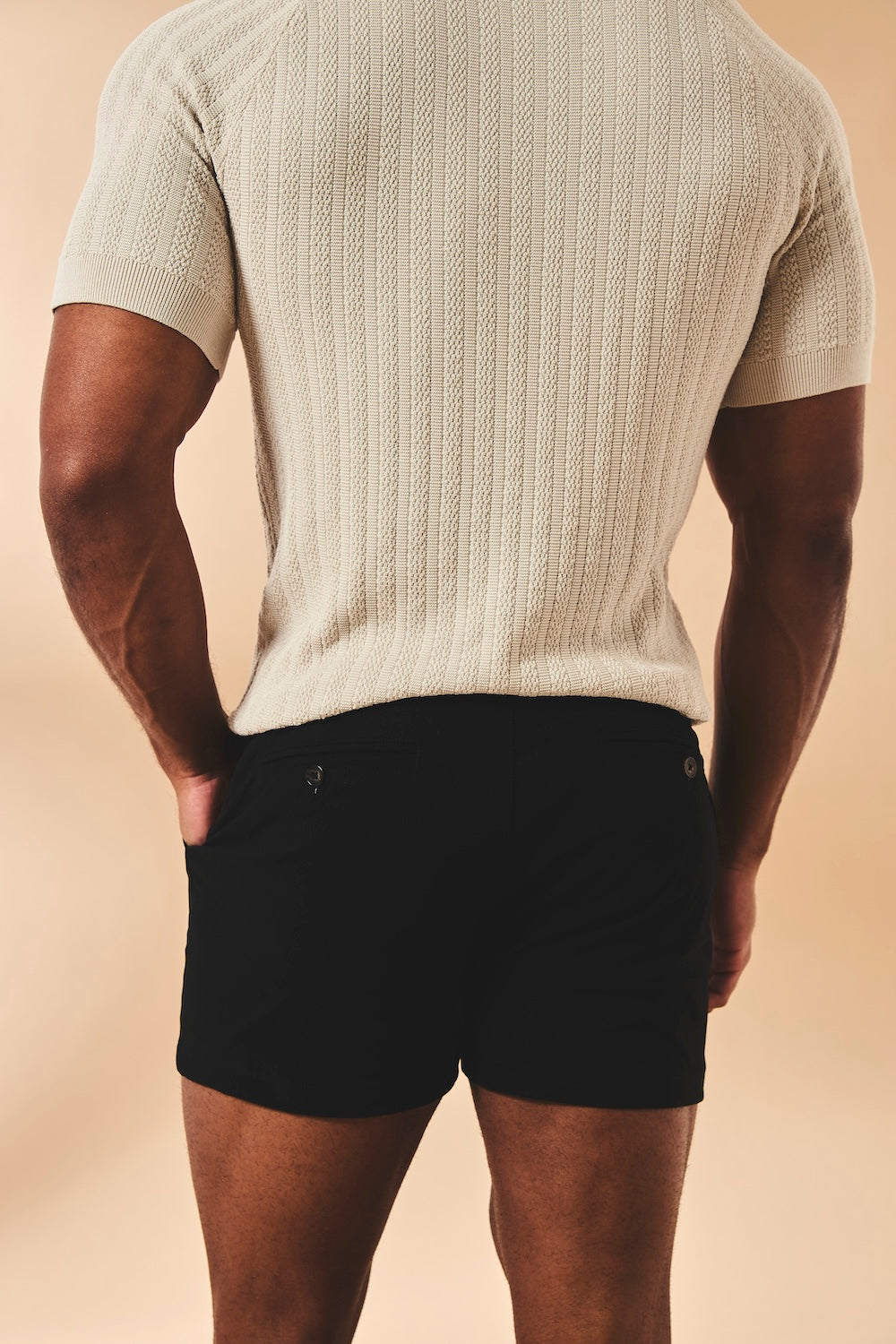 Muscle Fit Chino Shorts - Shorter Length in Black