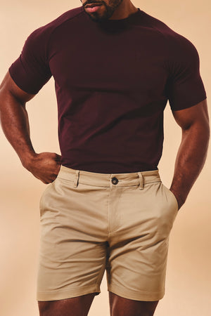 Muscle Fit Chino Shorts in Stone
