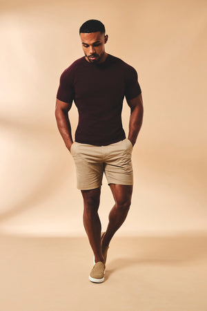 Muscle Fit Chino Shorts in Stone