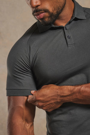 Muscle Fit Polo Shirt in Charcoal