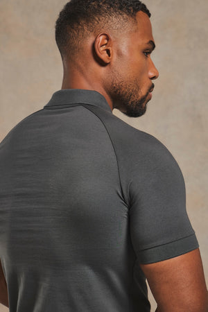 Muscle Fit Polo Shirt in Charcoal