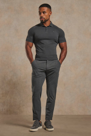 Muscle Fit Polo Shirt in Charcoal