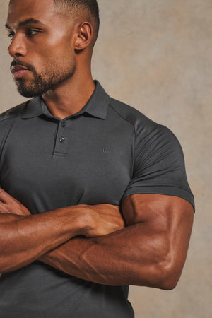 Muscle Fit Polo Shirt in Charcoal