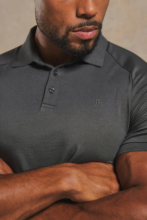 Muscle Fit Polo Shirt in Charcoal