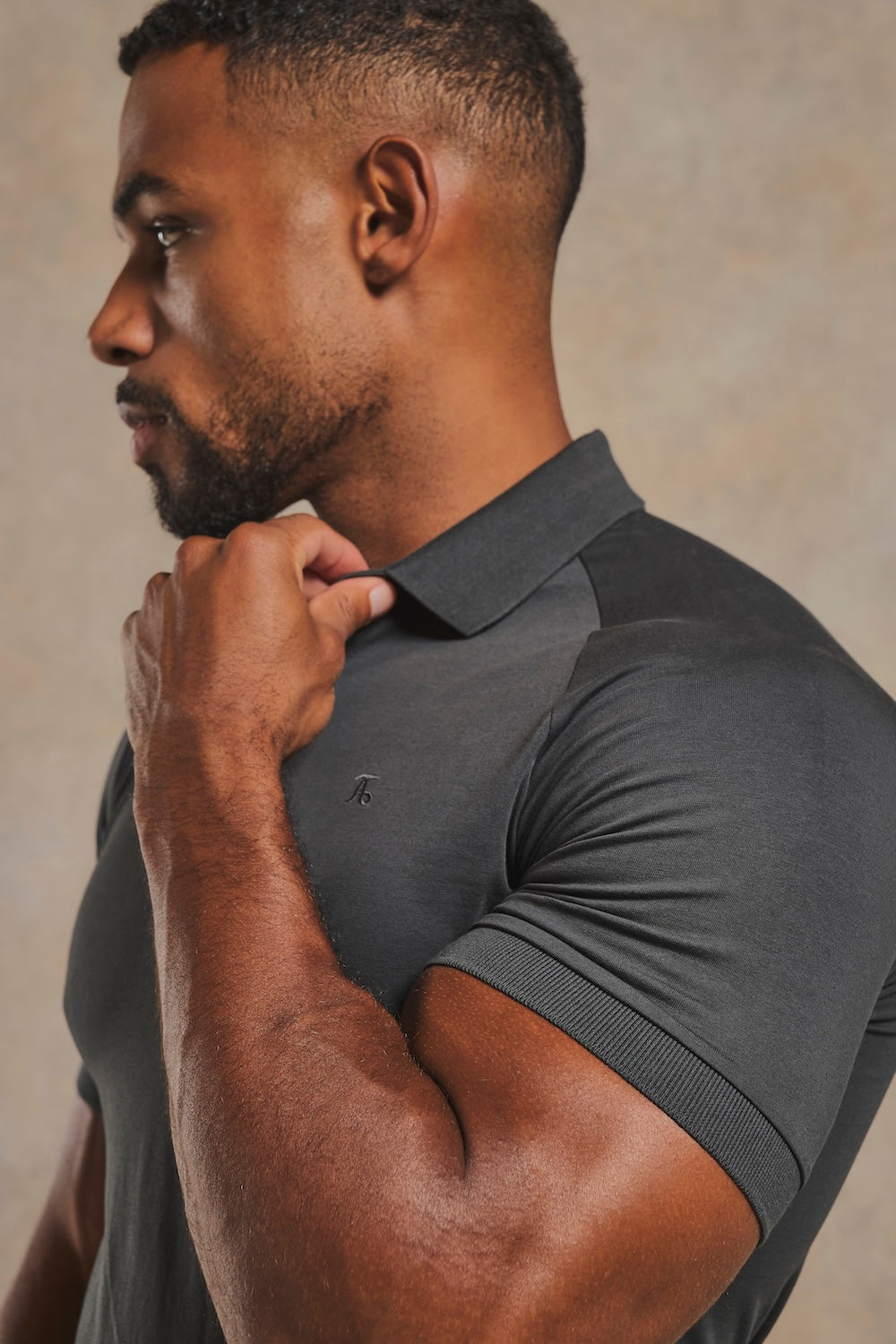 Muscle Fit Polo Shirt in Charcoal