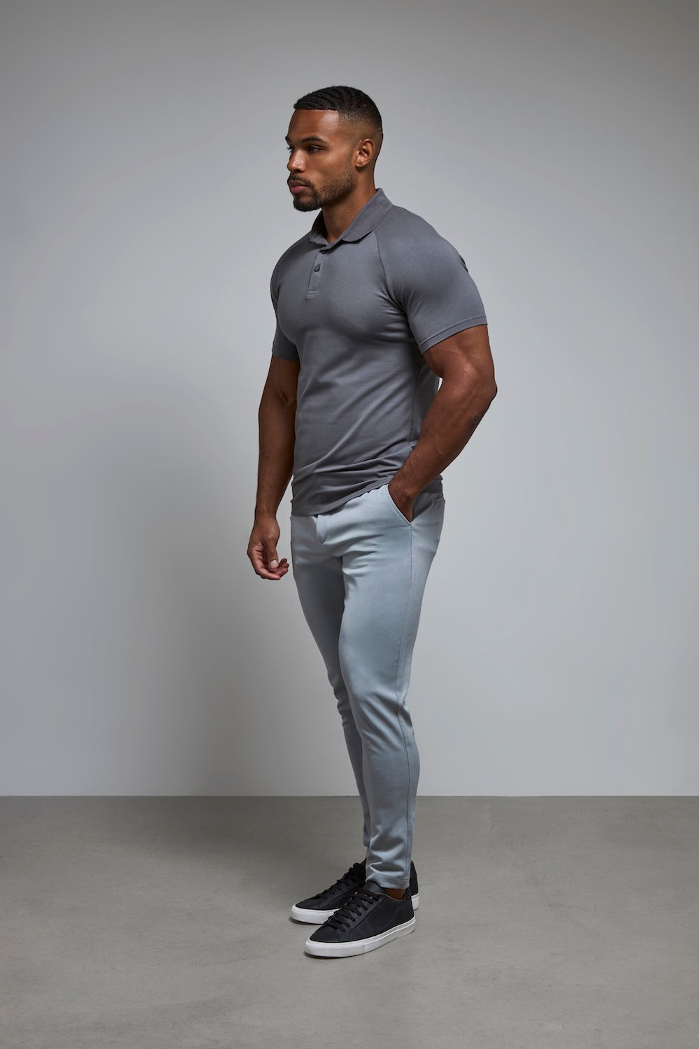 Muscle Fit Polo Shirt in Charcoal