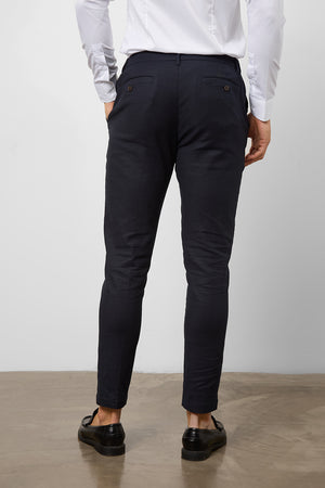 Linen Blend Suit Trousers in Navy - TAILORED ATHLETE - ROW