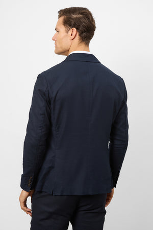 Linen Blend Suit Jacket in Navy - TAILORED ATHLETE - ROW