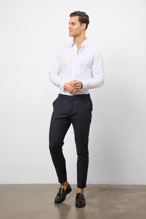 Linen Blend Suit Trousers in Navy - TAILORED ATHLETE - ROW