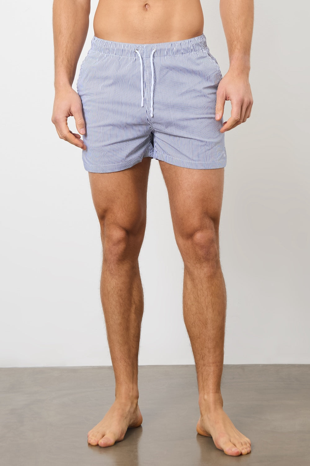 Fine Stripe Swim Short in Navy/White - TAILORED ATHLETE - ROW