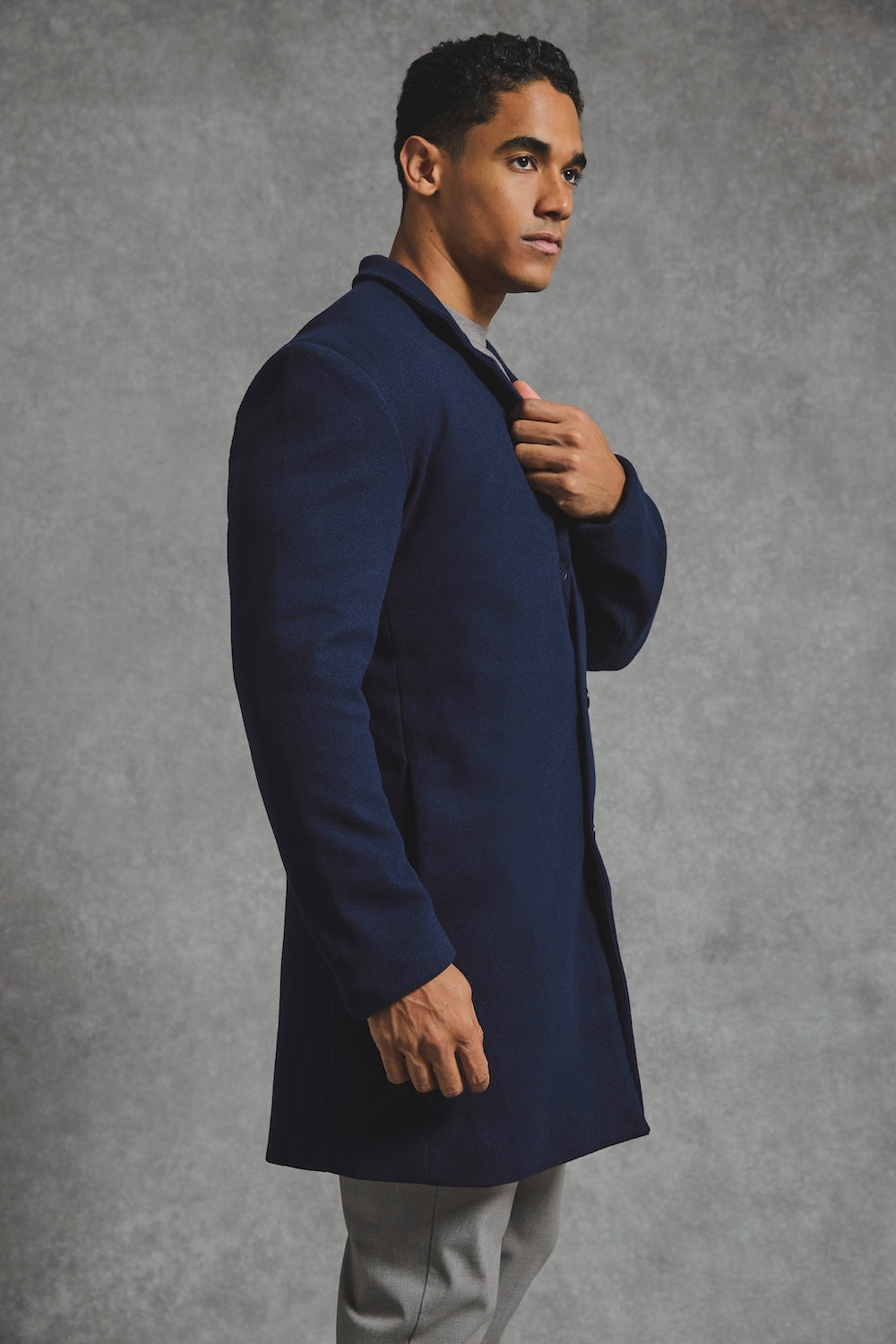 Single Breasted Overcoat in Navy