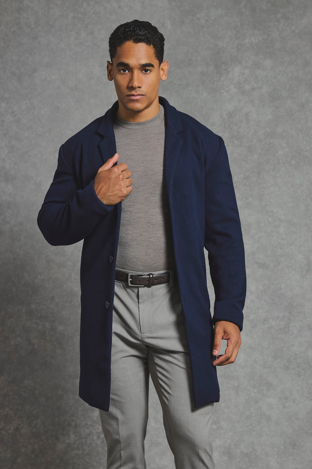 Single Breasted Overcoat in Navy
