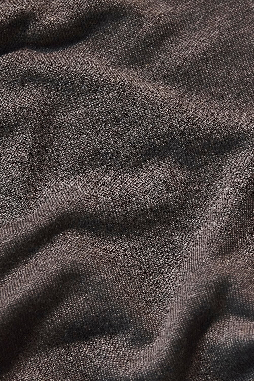 Open Collar Knitted Polo Shirt in Brown Marl