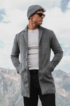 Single Breasted Overcoat in Grey