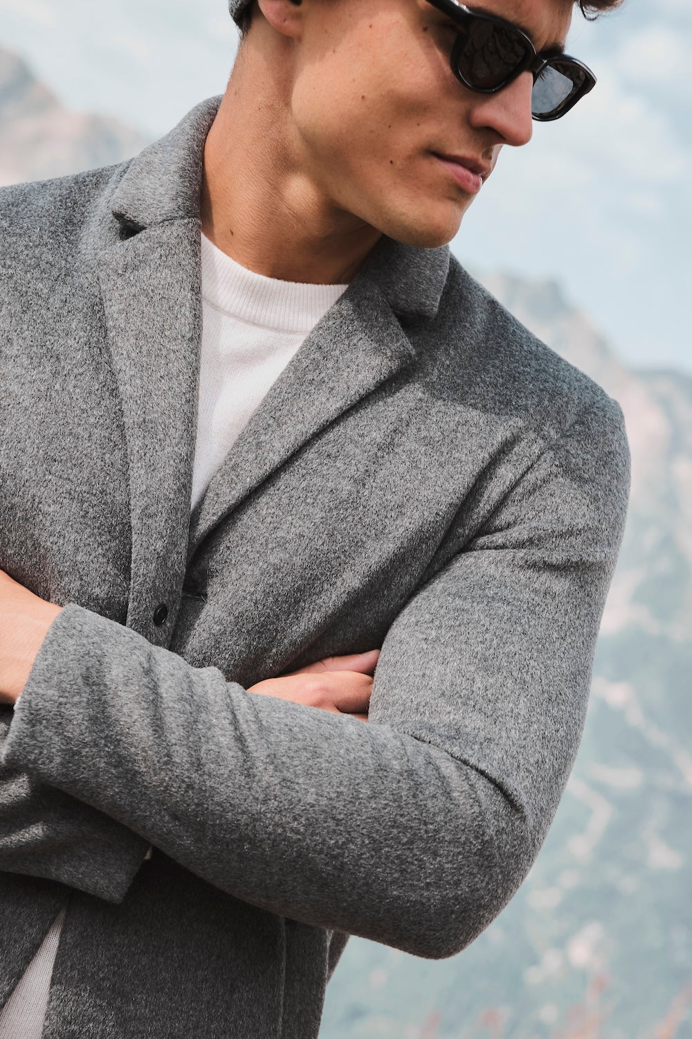 Single Breasted Overcoat in Grey
