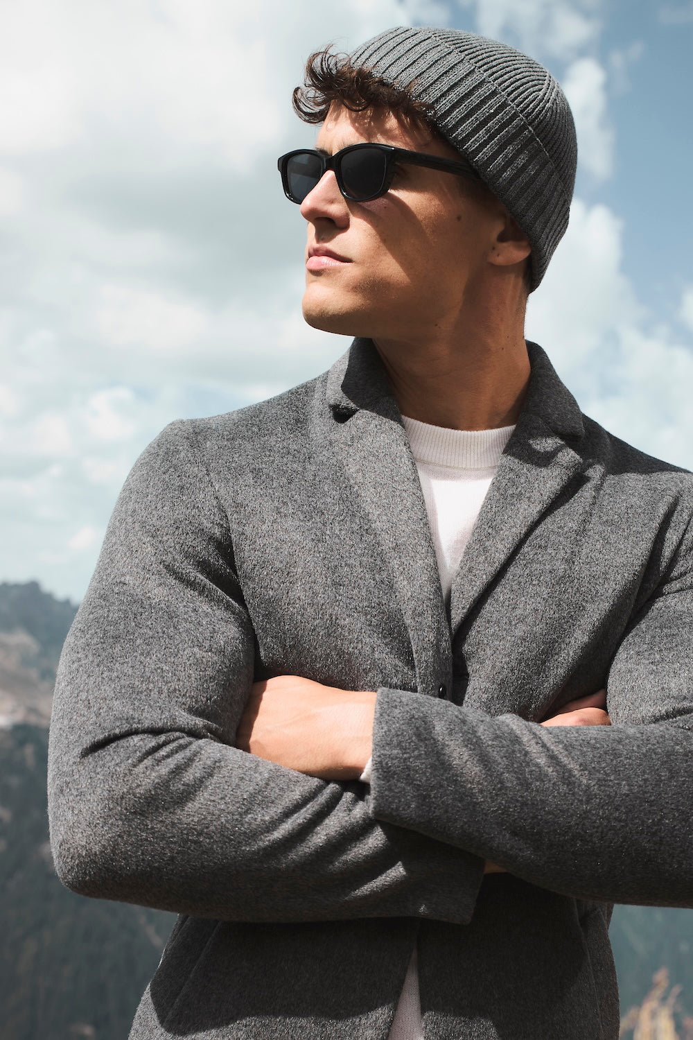 Single Breasted Overcoat in Grey