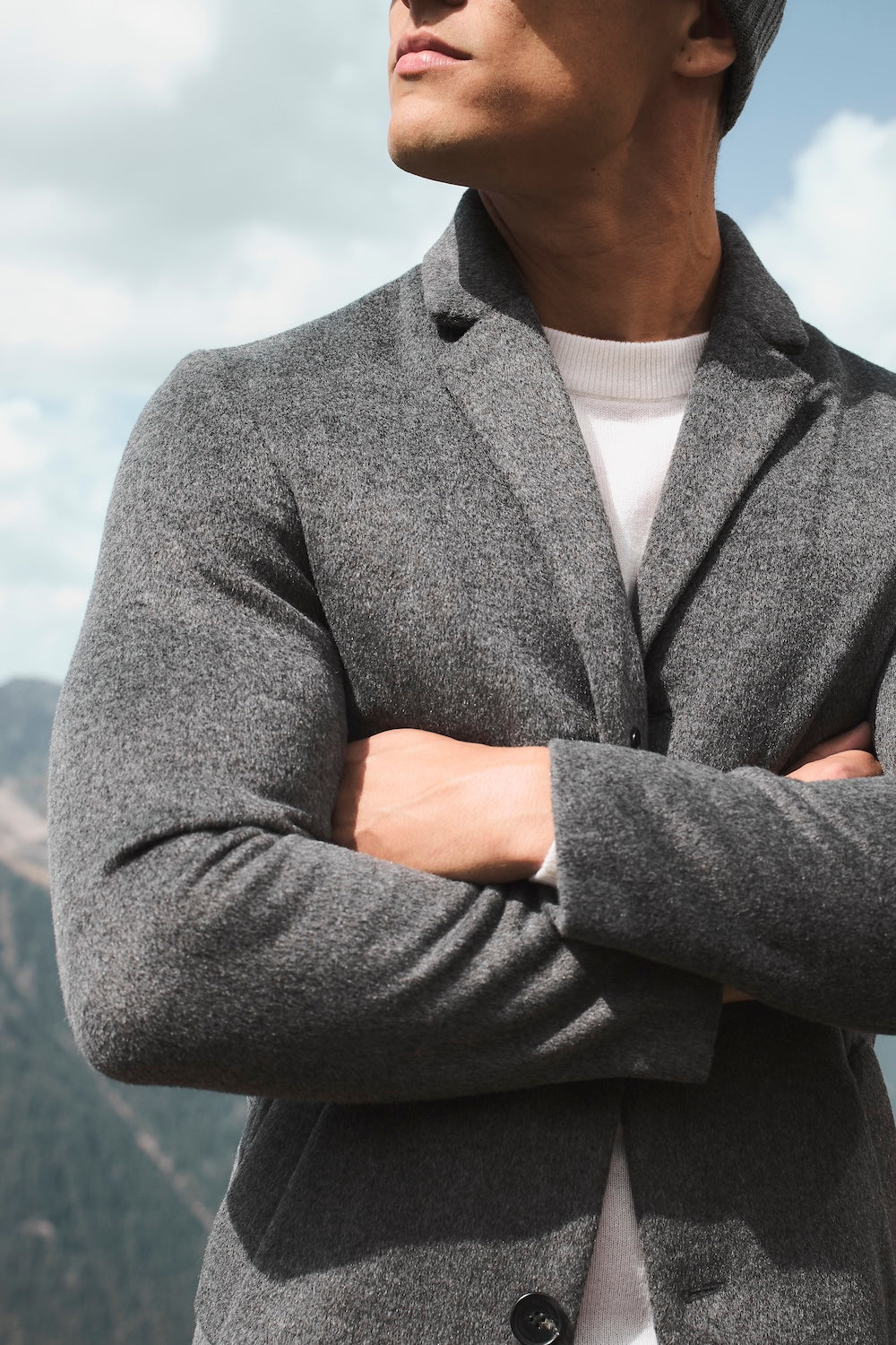 Single Breasted Overcoat in Grey