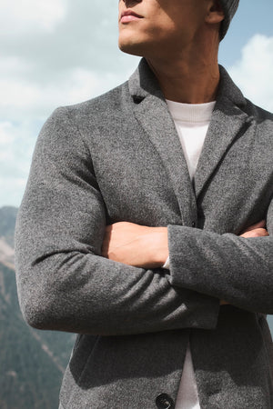 Single Breasted Overcoat in Grey