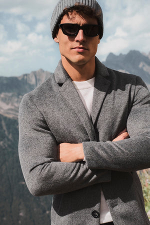 Single Breasted Overcoat in Grey