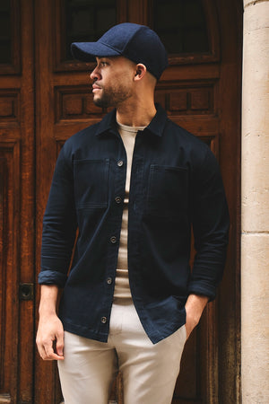 Cotton Rich Overshirt in Navy