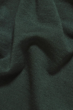 Extra Fine Merino Wool Half Zip Neck Jumper in Dark Green