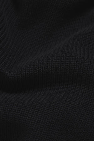 Pure Cotton Knitted Textured Crew Neck Jumper in Black