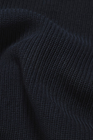 Pure Cotton Knitted Textured Crew Neck Jumper in Navy