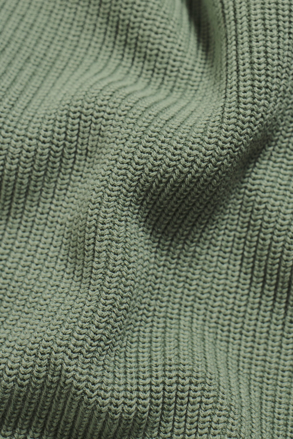 Pure Cotton Knitted Textured Crew Neck Jumper in Sage