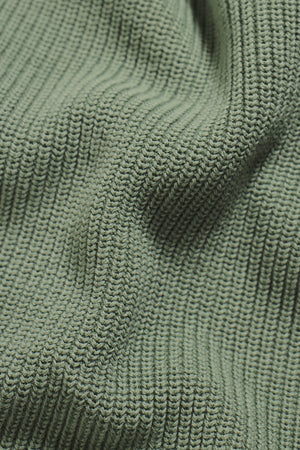 Pure Cotton Knitted Textured Crew Neck Jumper in Sage