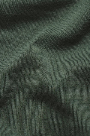 Pure Cotton Knitted Open Collar Polo Shirt in Moss Green