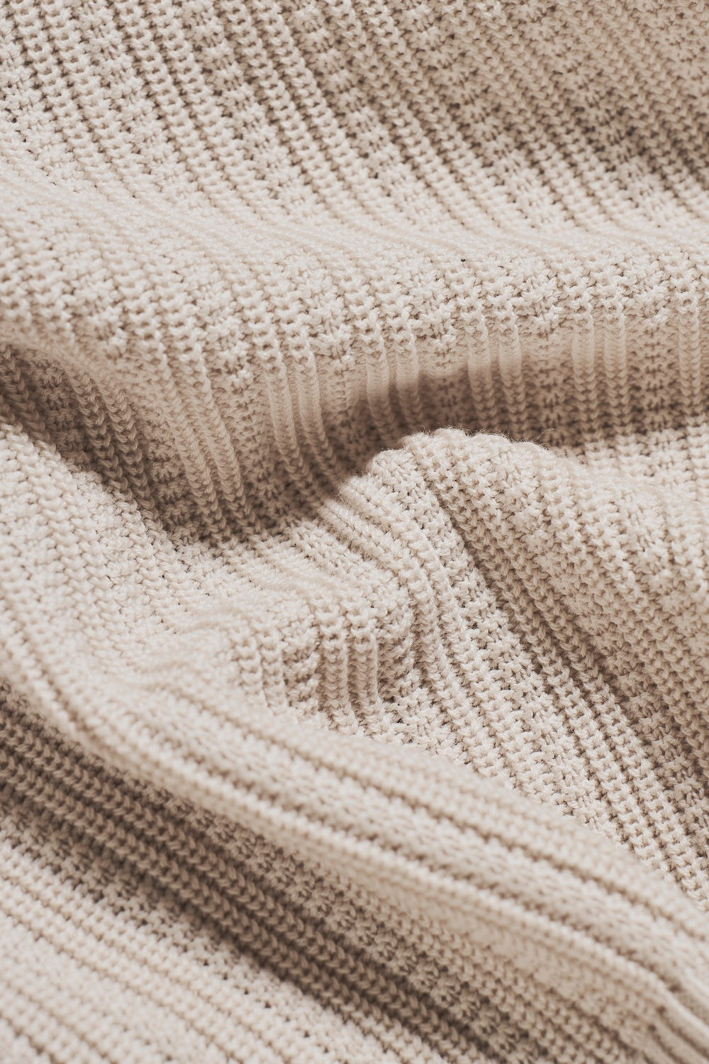 Textured Knitted Open Collar Polo Shirt in Alabaster