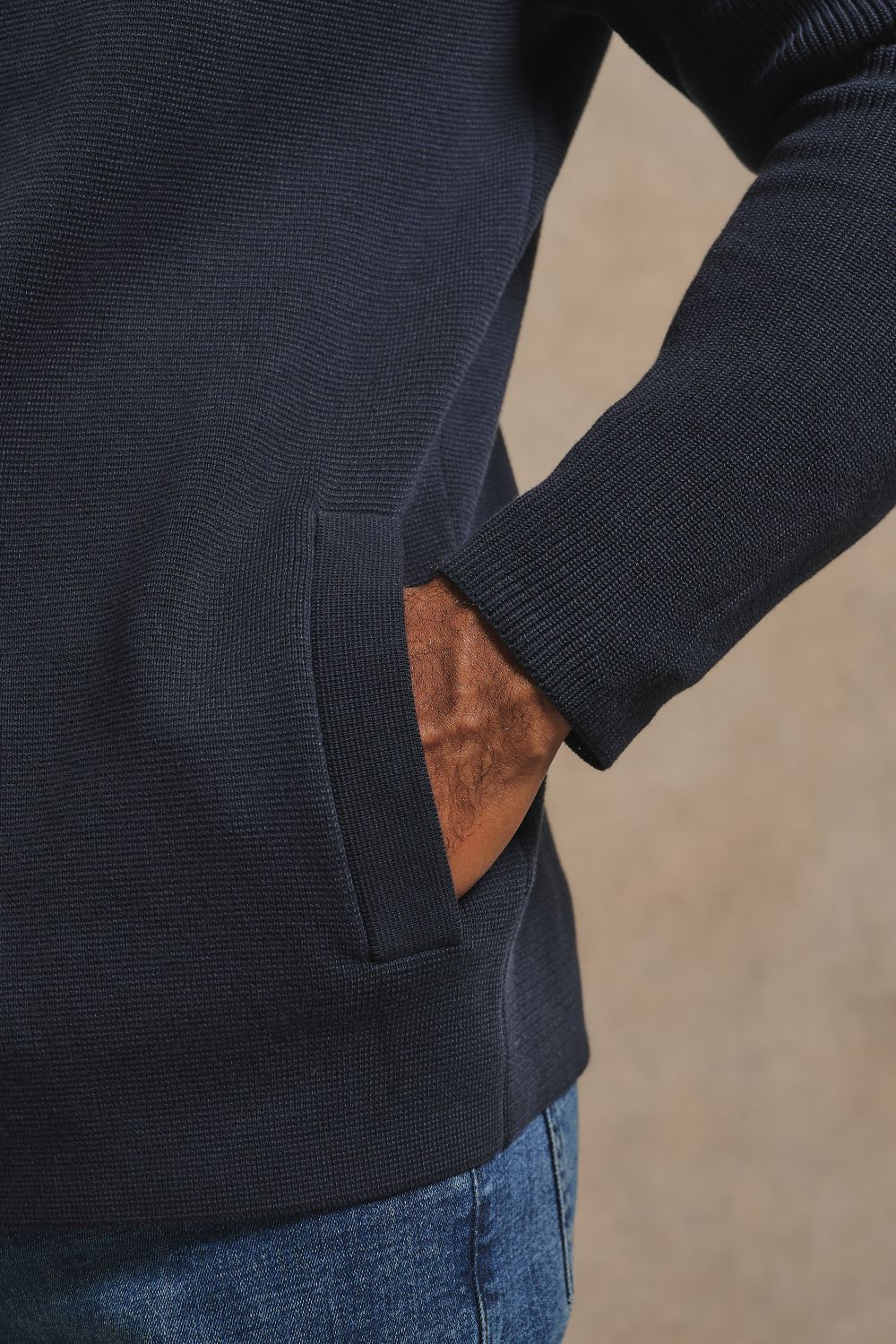 Pure Cotton Knitted Button Through in Navy