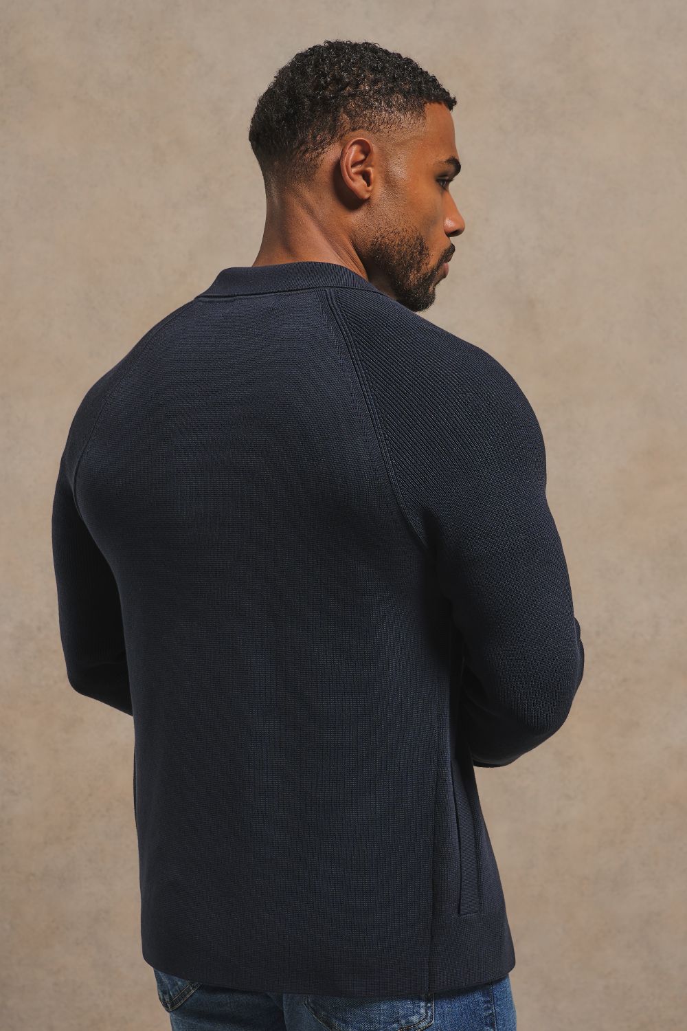 Pure Cotton Knitted Button Through in Navy
