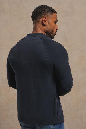 Pure Cotton Knitted Button Through in Navy