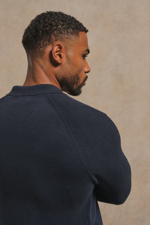 Pure Cotton Knitted Button Through in Navy