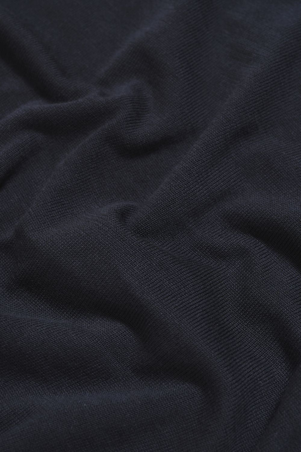 Pure Cotton Knitted Open Collar Polo Shirt in Navy
